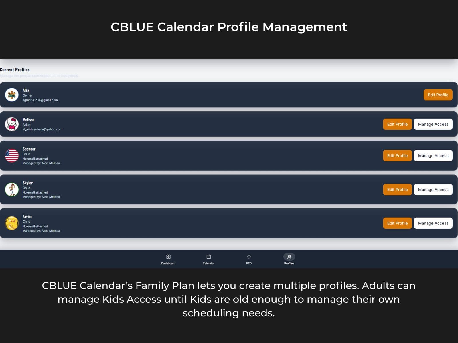 CBLUE Calendar household planning
