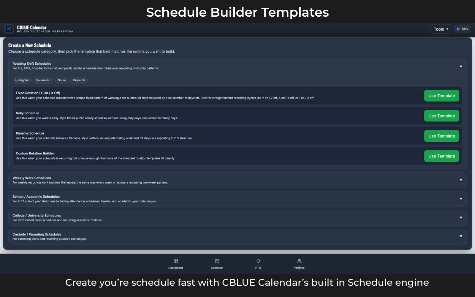 CBLUE Calendar schedule builder