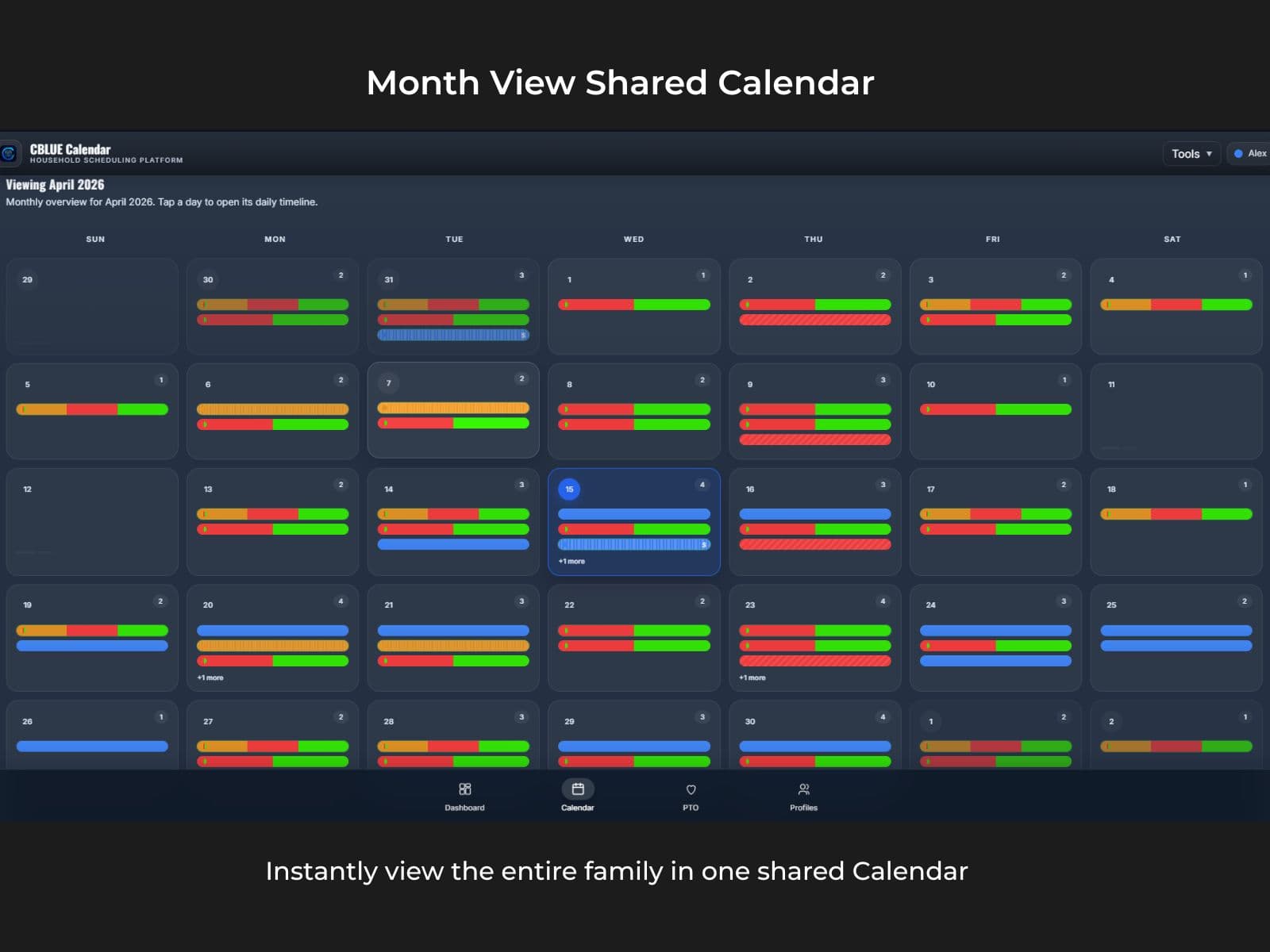 CBLUE Calendar scheduling dashboard